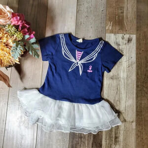 Sailor Nautical Tutu Baby Girl Outfit Navy Blue Size 2
